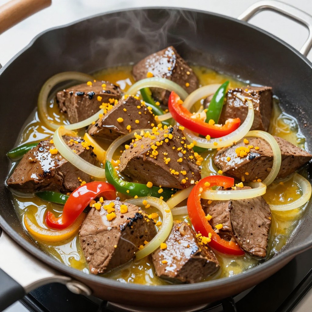 Жаркое из куриной печени с водкой и апельсином — быстрый рецепт горячего блюда